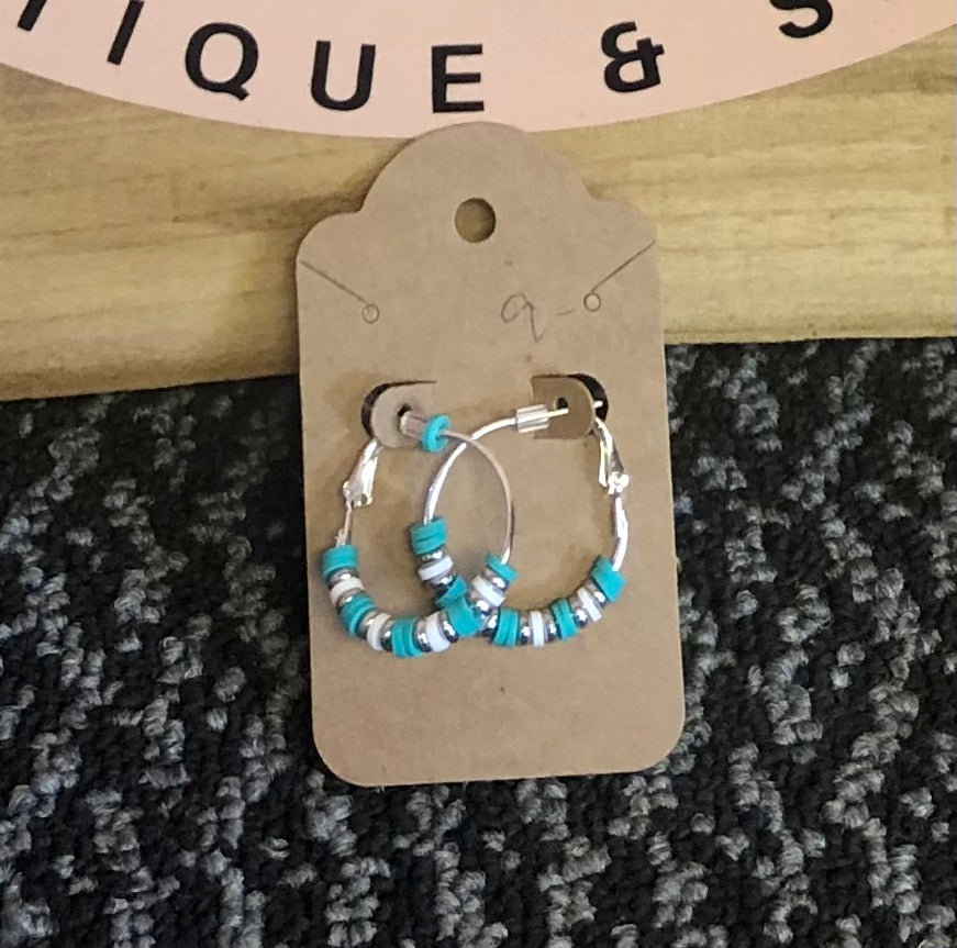 Teal small hoop earrings