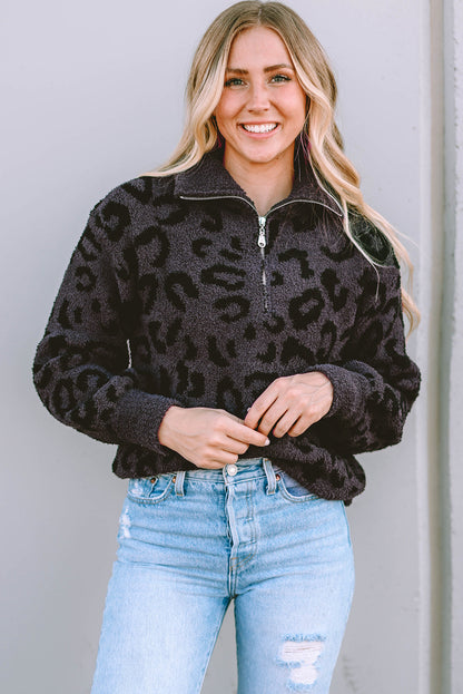 The Bailee Black Leopard Pullover