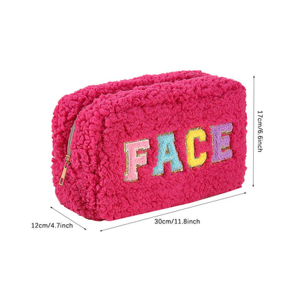 Plush Chenille Letter Cosmetic Bag