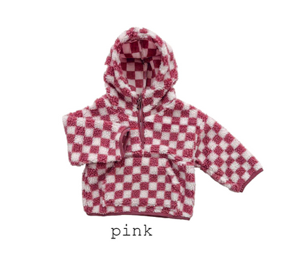 Checker Teddy Bear Half Zip (fast ship preorder)