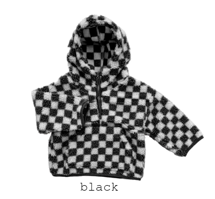 Checker Teddy Bear Half Zip (fast ship preorder)