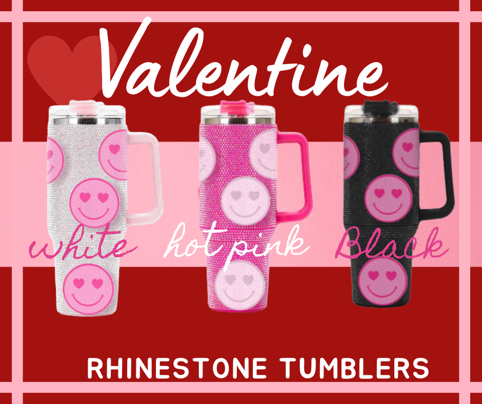 Smiley heart rhinestone tumblers