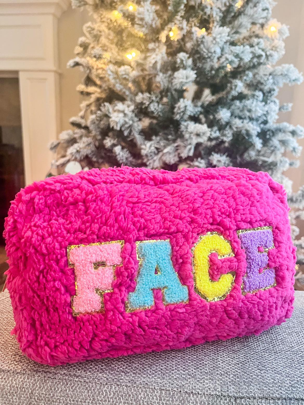 Plush Chenille Letter Cosmetic Bag