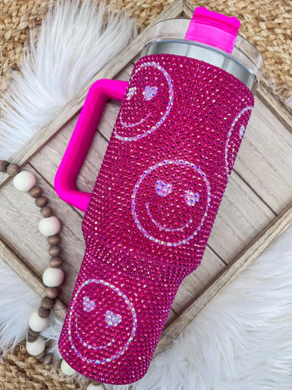 Smiley heart rhinestone tumblers