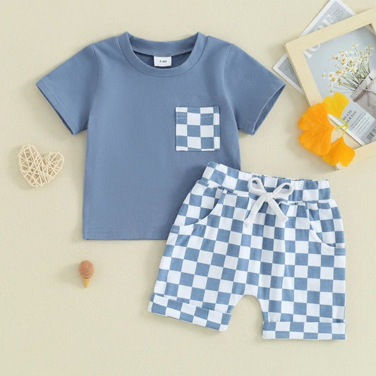 Checkered Pocket and Short Set