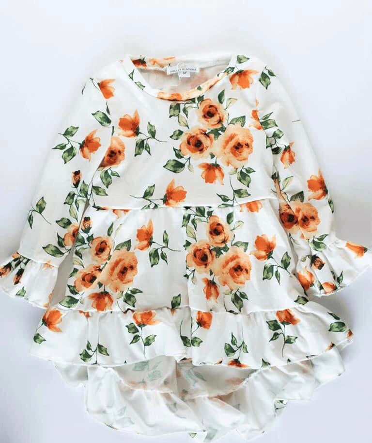 Hi low ruffle floral dress