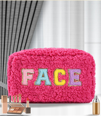 Plush Chenille Letter Cosmetic Bag