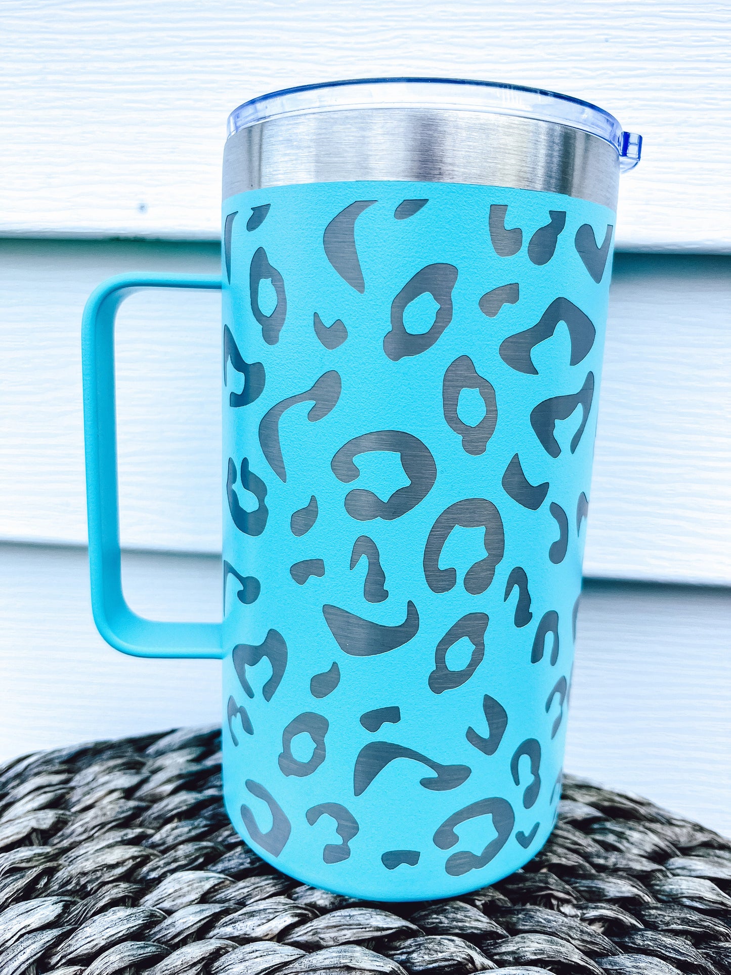 24 OZ Leopard Handled cup( fast ship preorder)